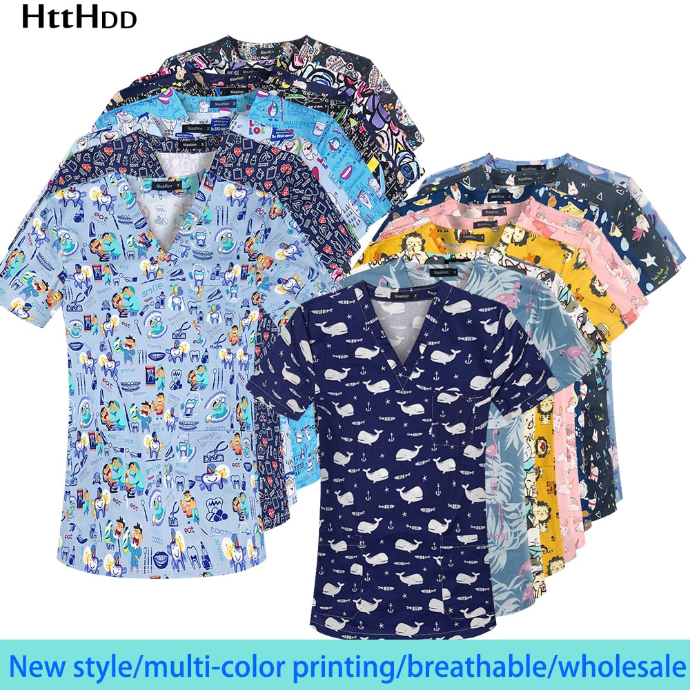 100% Cotton Short-sleeved scrub top