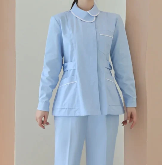 Women's Nurse Uniform Set - Long-sleeved, Thin, Large Size, with Split Suit and Short Sleeves