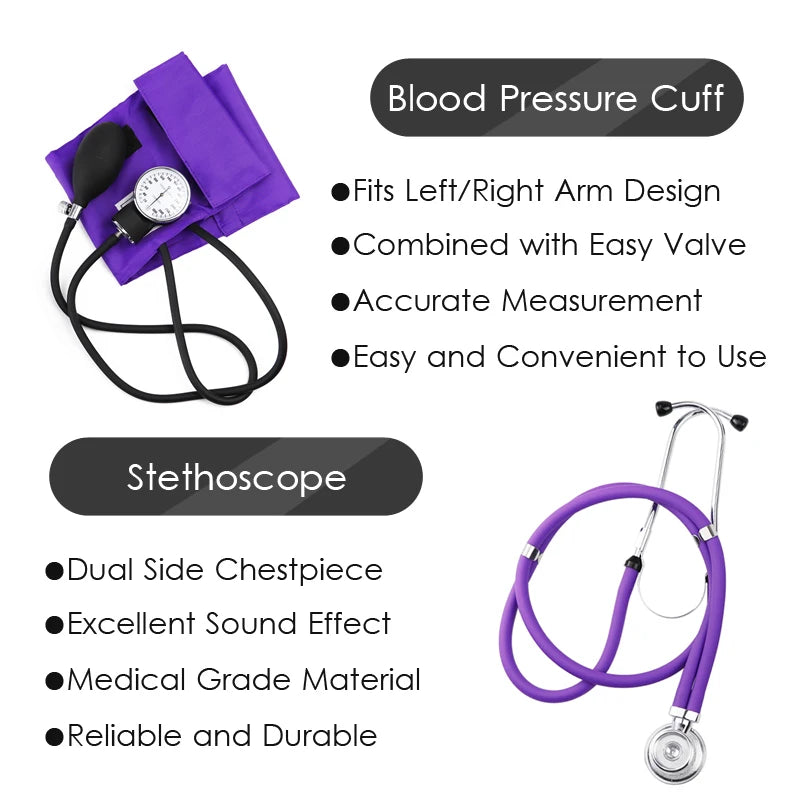 "Medical Diagnostic Starter Kit with Blood Pressure Monitor, Stethoscope, Reflex Hammer, EMT Shear, Penlight, and Pouch"