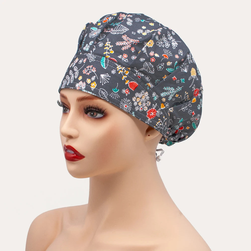 Women's Long Hair Lab Technician Scrub Cap - Adjustable Beauty Salon Cap for Health Workers