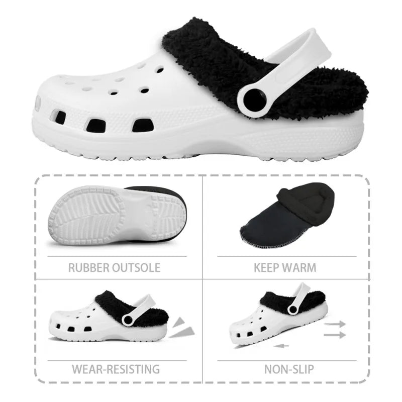 INSTANTARTS Nursing Shoes - Medical Plush Clogs for Women/Men - Comfortable Winter Warm EVA Shoes - Slip-on Sandals with Strap