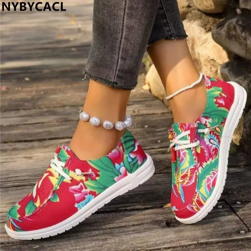 Trendy Women's Colorful Canvas Sports Shoes - Fashionable Vulcanized Flat Loafers for Casual Wear