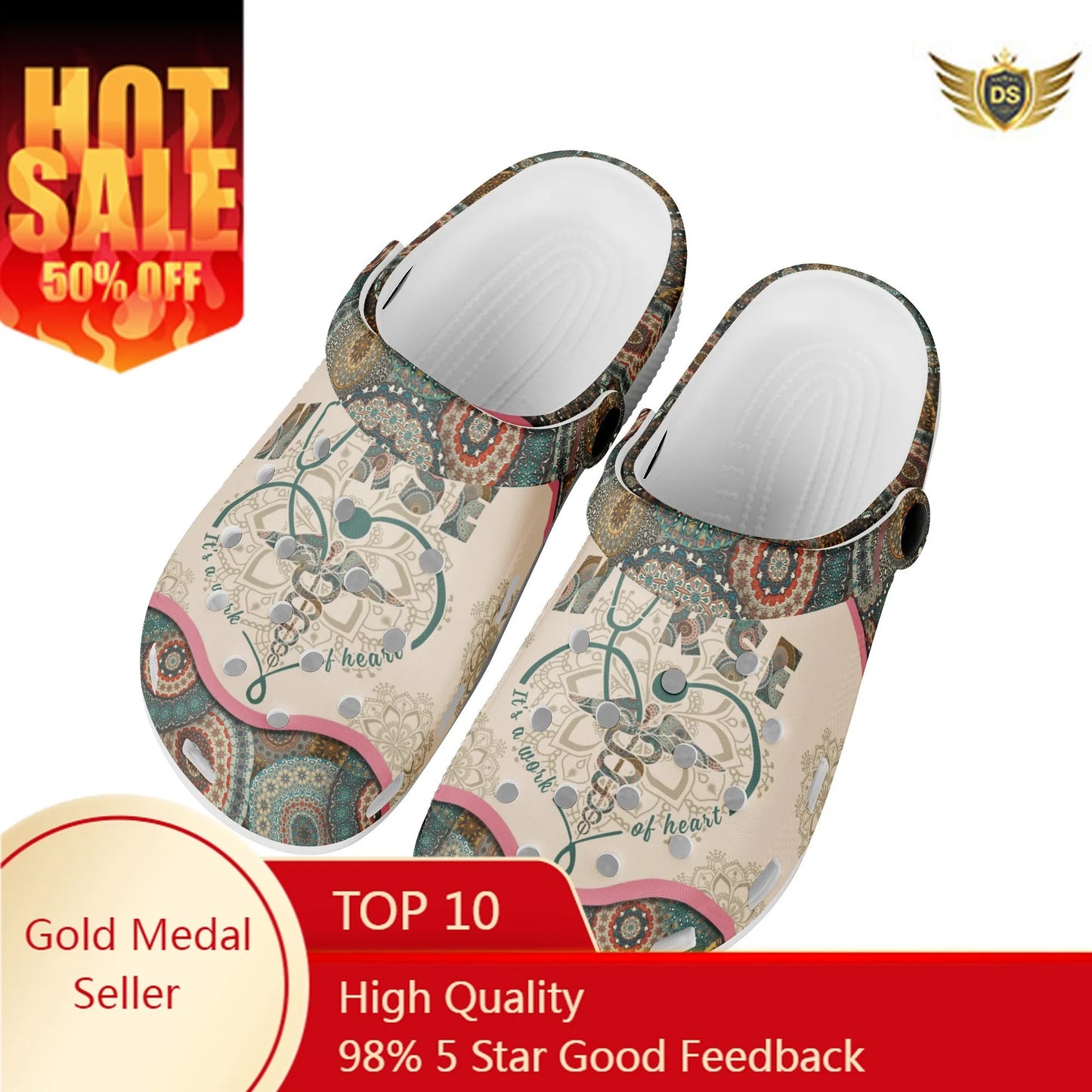 Women's Non-Slip Nursing Shoes - Medical Design, Heel Strap Slippers for Hospital Work - Comfortable Flat Sandals, Slides Zapatos