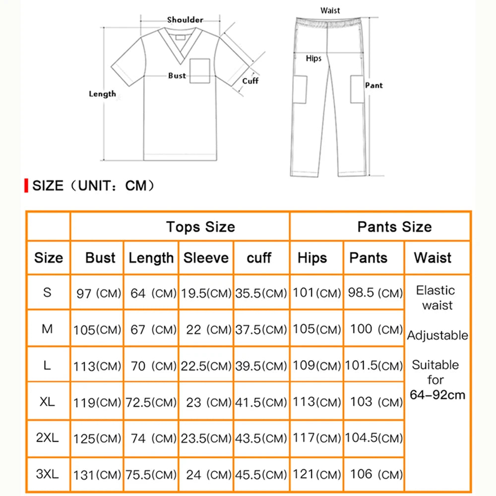 Scrub Tops and Pants Set for Men and Women hospital uniforms