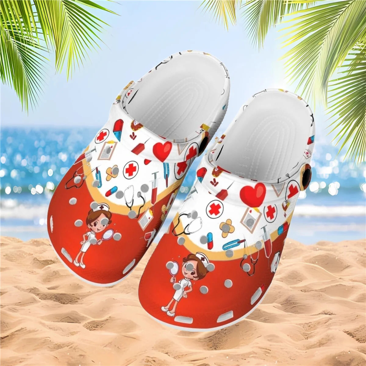 INSTANTARTS Cute Medical Slip-on Nursing Sandals Lightweight Clogs