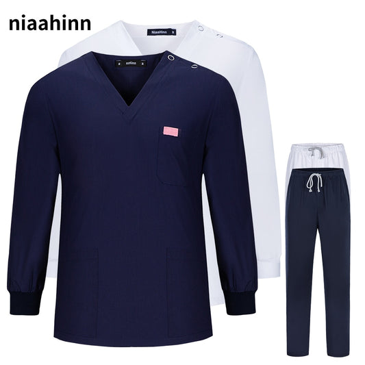 V-neck Top+pants Uniform Mens