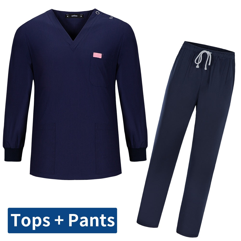 V-neck Top+pants Uniform Mens