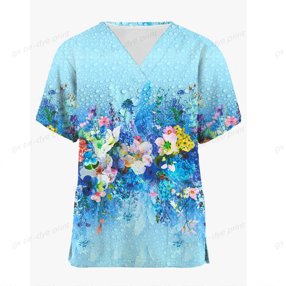 Women nurse v neck scrub top