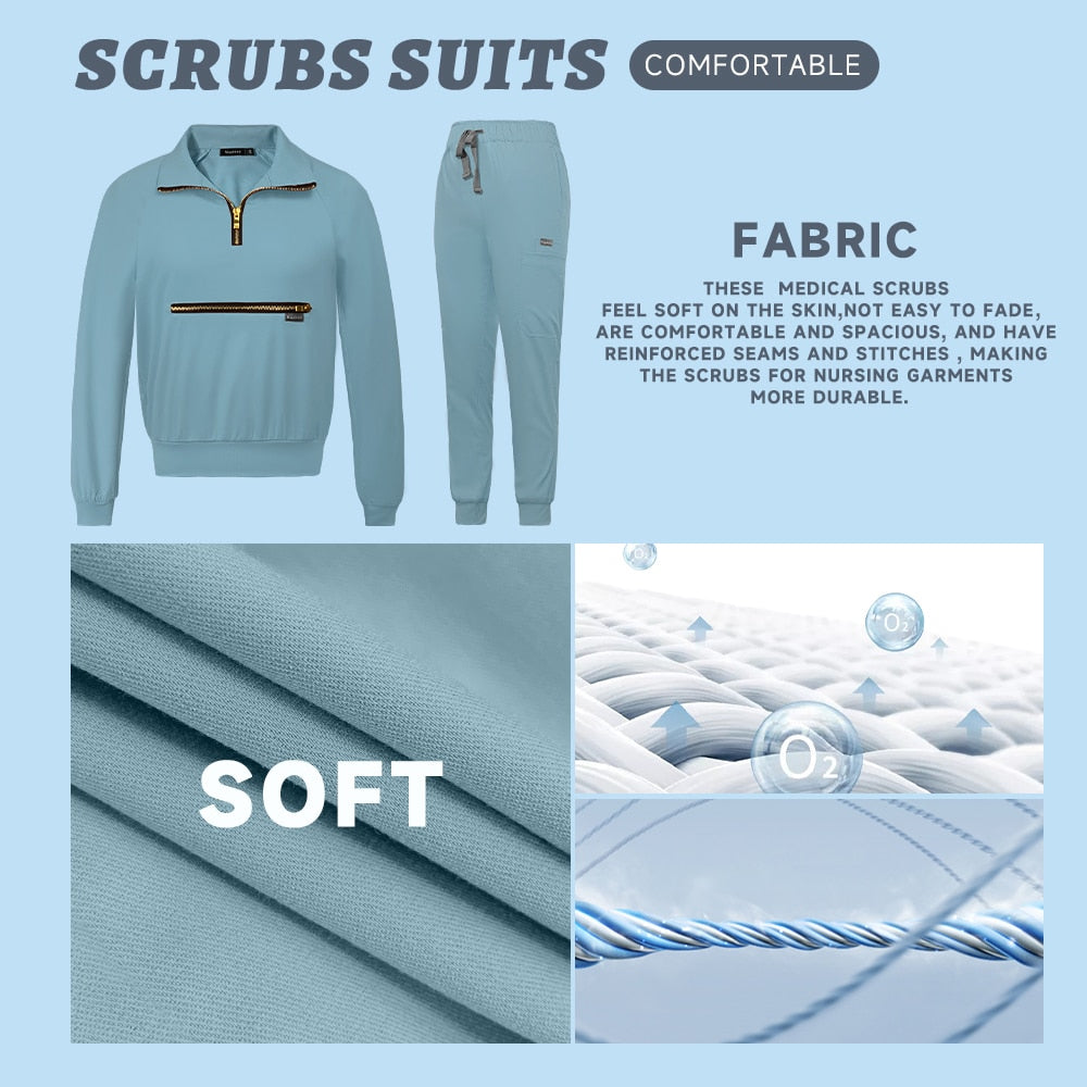 Solid Color Nurse Scrub Set