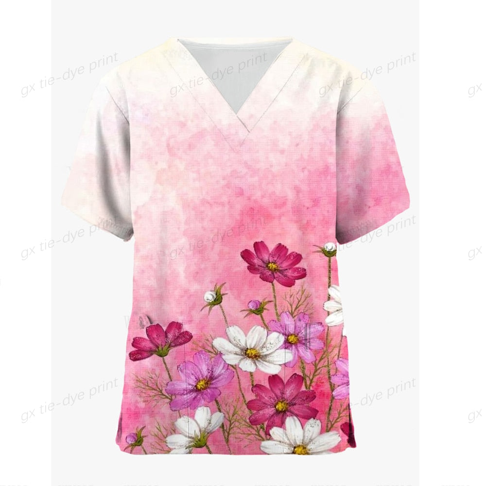 Women nurse v neck scrub top