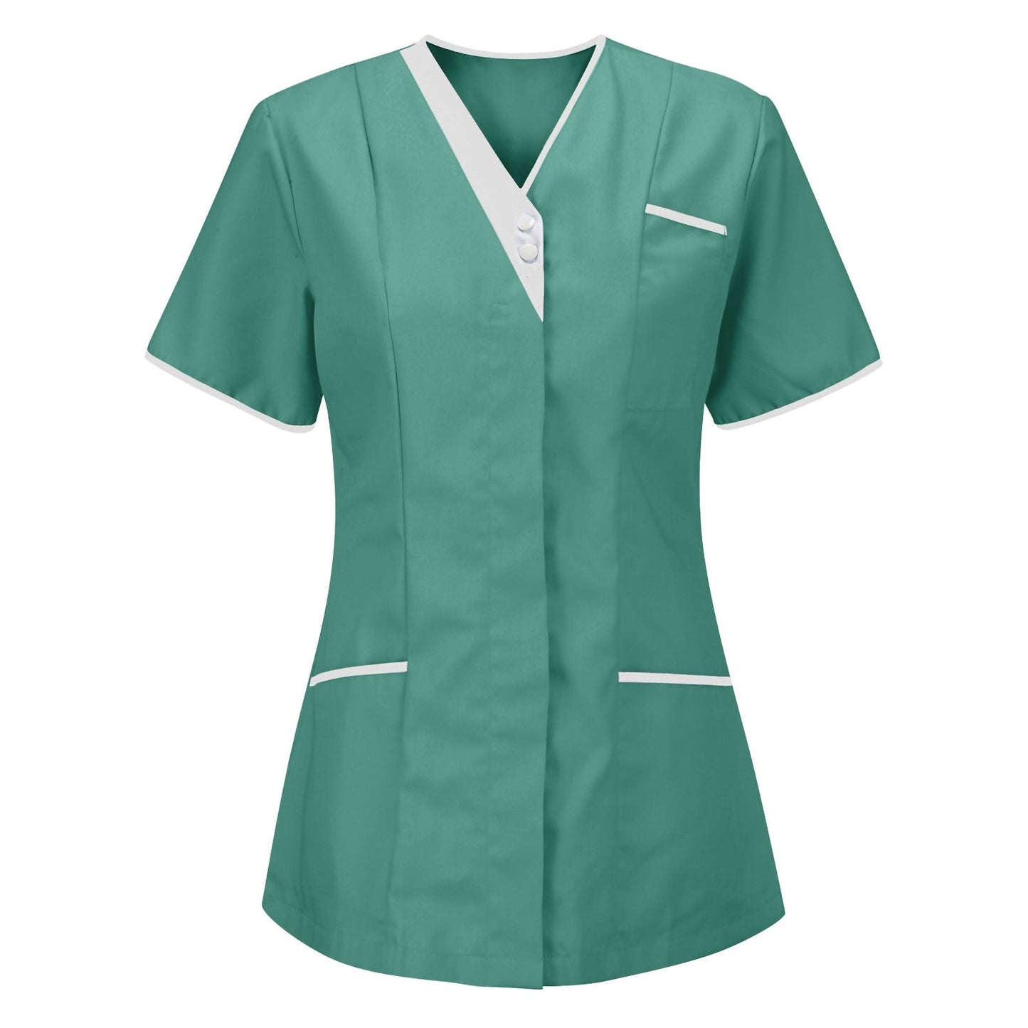 Healthcare Nurse Tunic Women Pocket Short Sleeve Blouse