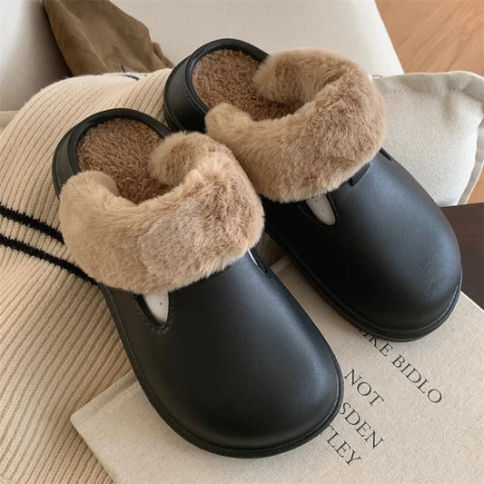 Waterproof Medical Surgical Mules - Fluffy Fur Slippers for Women, Closed Plush Clogs ideal for Doctors and Nurses, with Detachable Design.