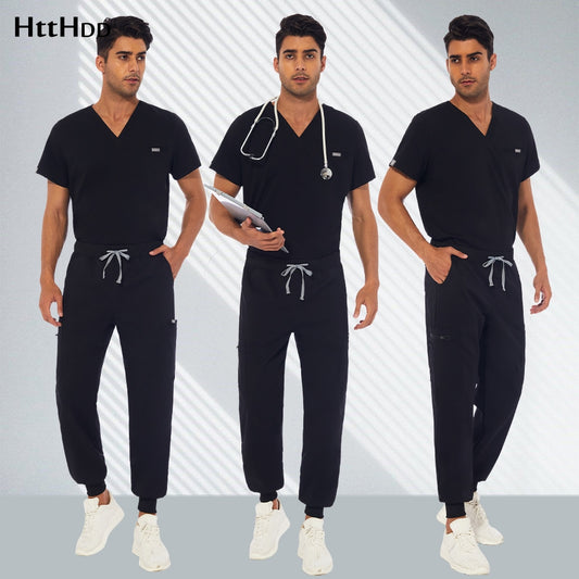 Men’s Short Sleeve Jogger Set V-neck/ pockets