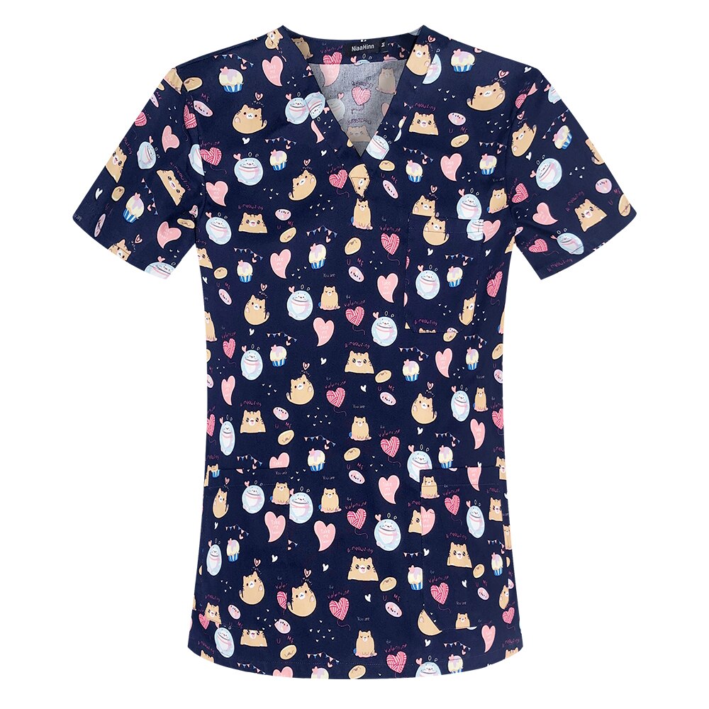 100% Cotton  Short-sleeved scrub top