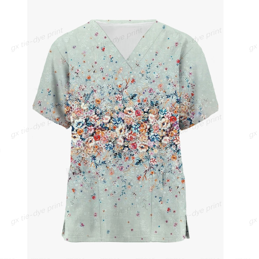 Women nurse v neck scrub top