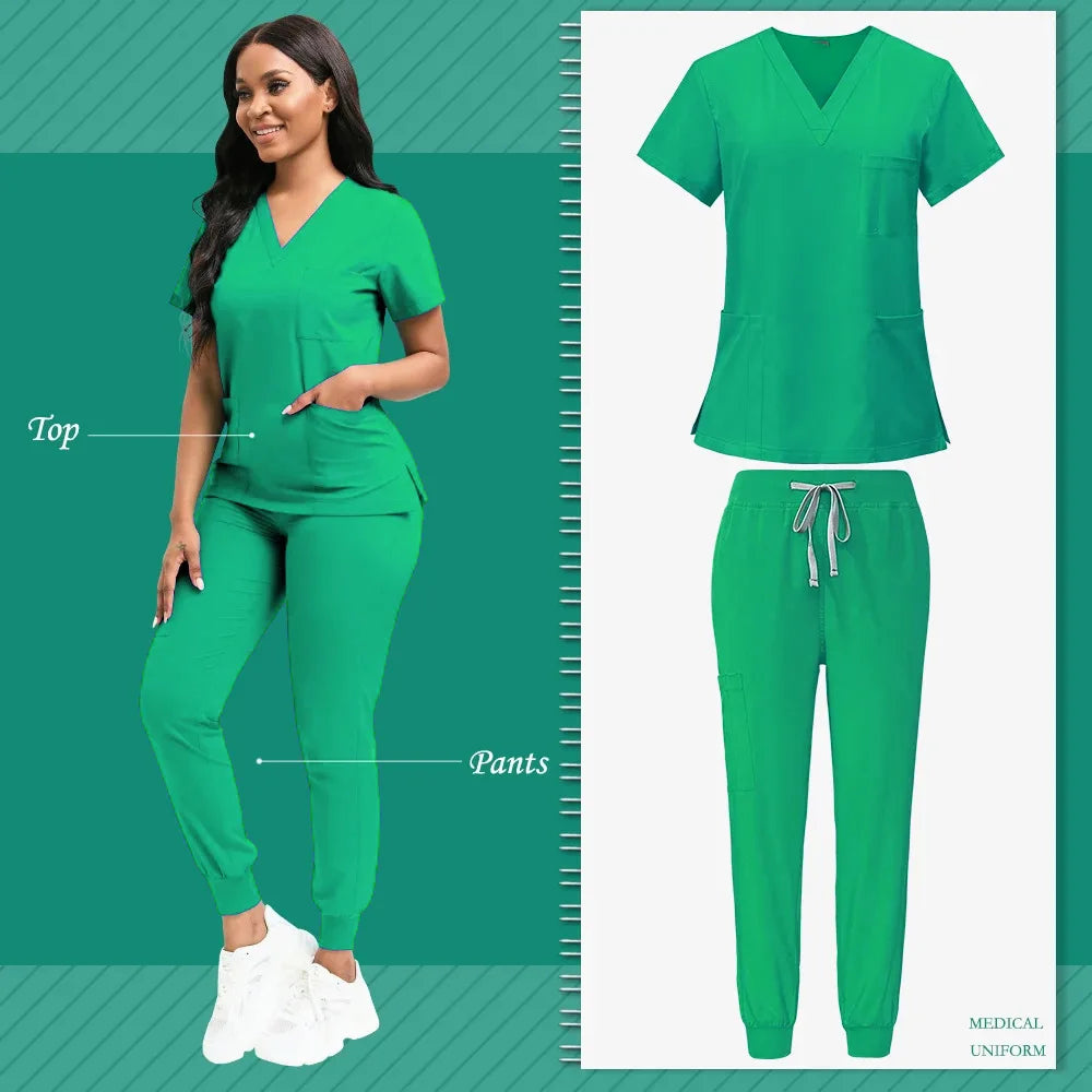 Hospital Surgical Clothing Medical Uniforms Women Scrubs Sets Doctors Nurses Accessories Dental Clinic Beauty Salon Workwear Set