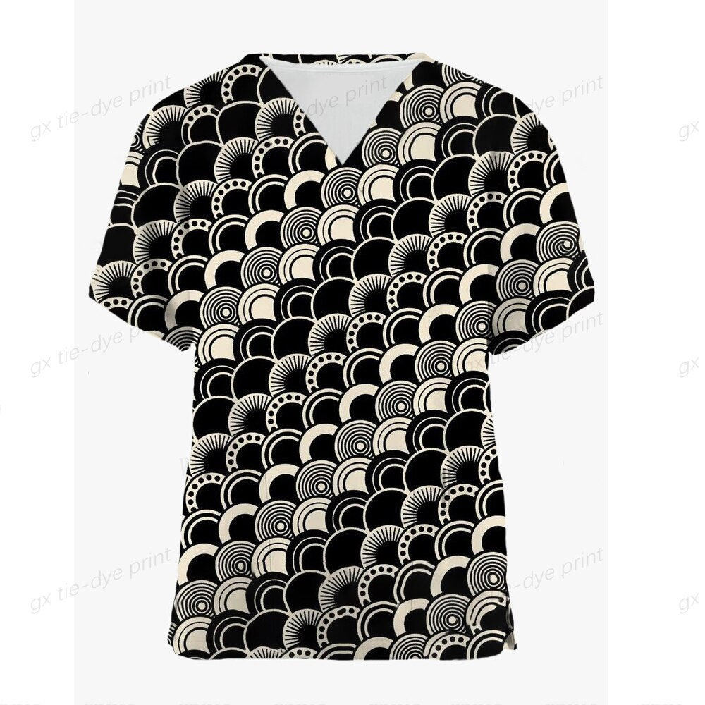 Unisex 3D scrub top