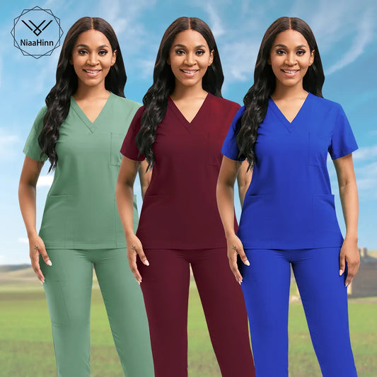 Premium Women's Surgical Scrub Set - Breathable Fabric for Doctors, Veterinarians, Pediatric Nurses, and Medical Professionals