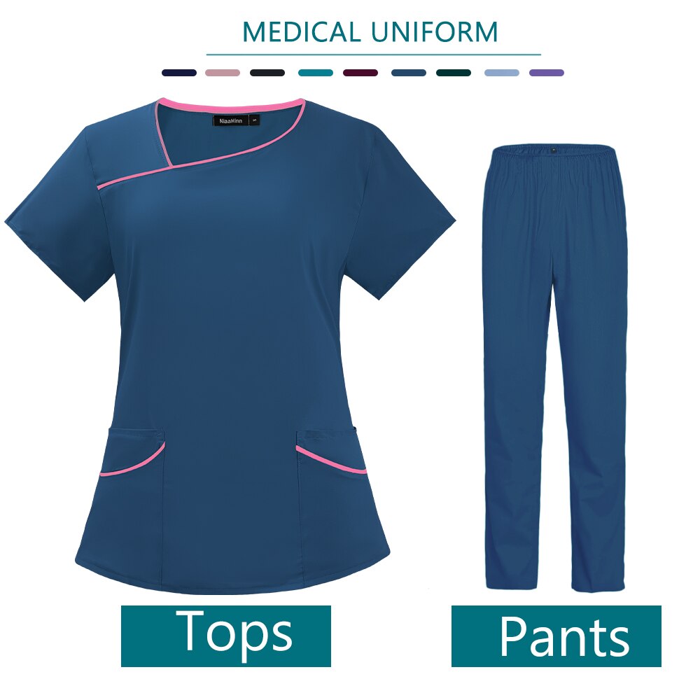 Women's Scrub Uniform solid color short sleeved set