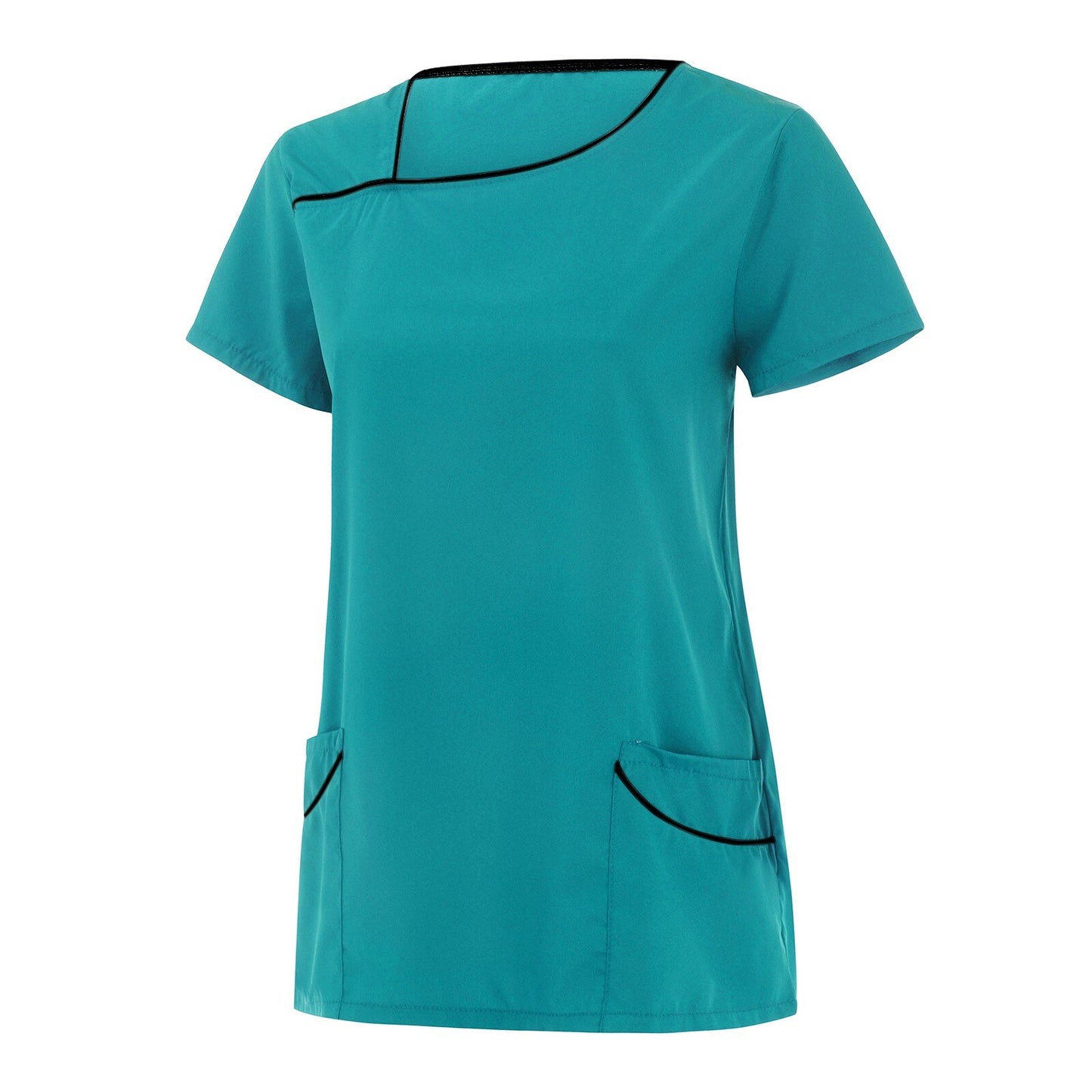 Healthcare Nurse Tunic Women Pocket Short Sleeve Blouse