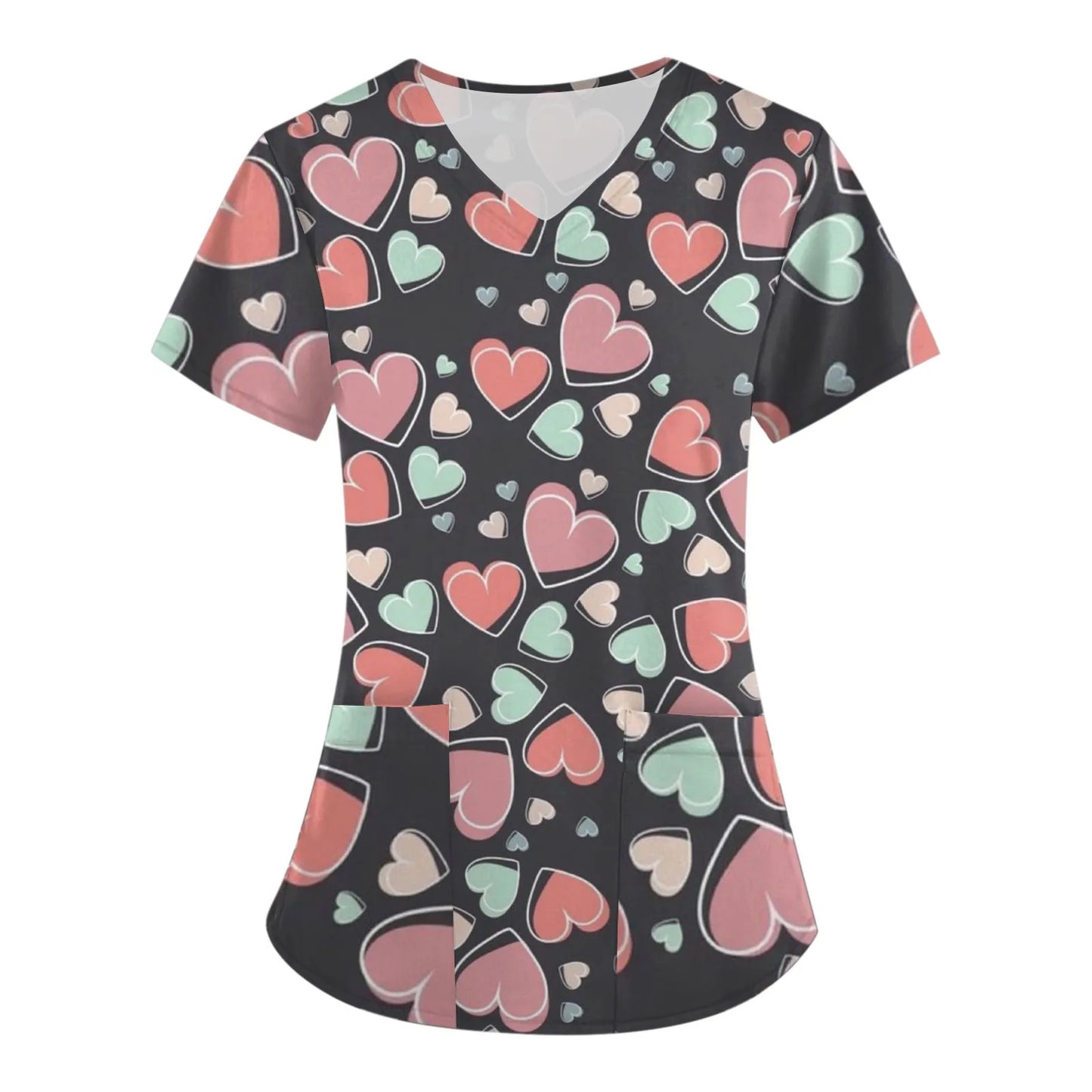 Print Scrubs Top Women with Pockets V-Neck Scrub uniform