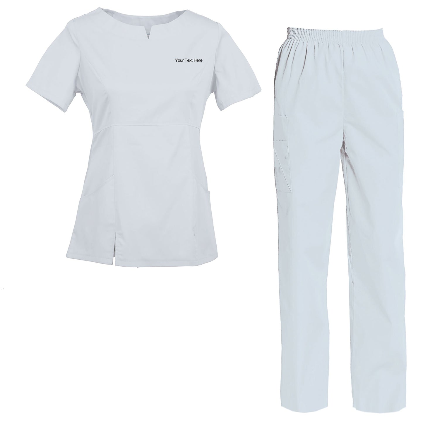 Women's Embroidered Scrub Set Nursing Uniform Set Top and Pants