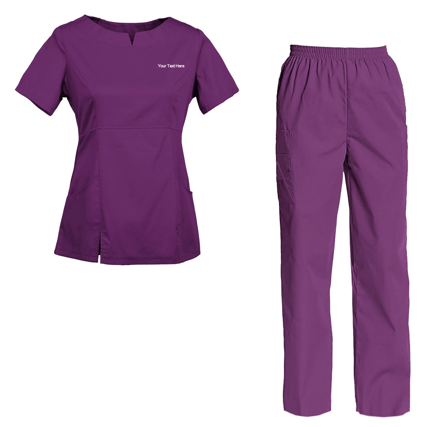 Women's Embroidered Scrub Set Nursing Uniform Set Top and Pants