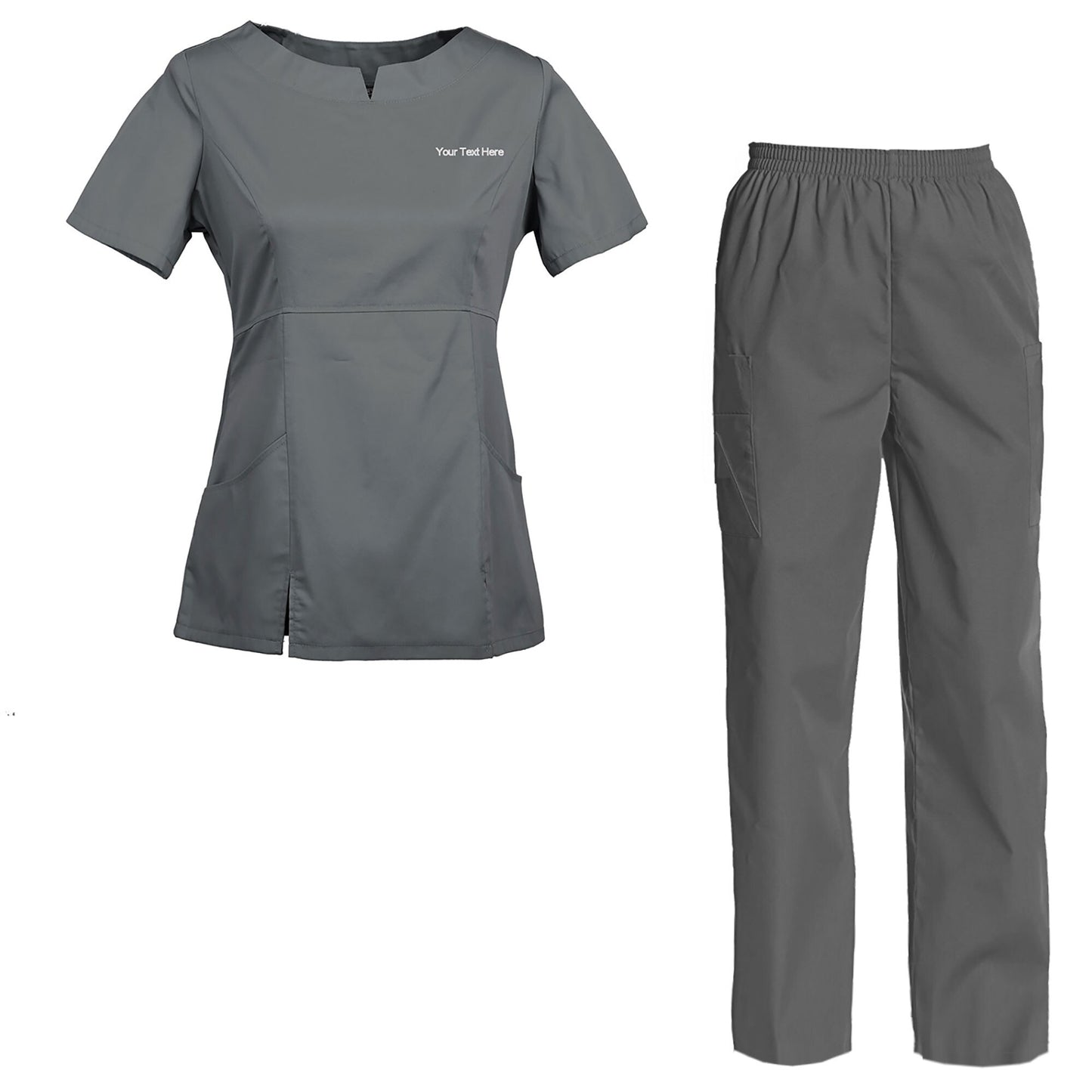 Women's Embroidered Scrub Set Nursing Uniform Set Top and Pants