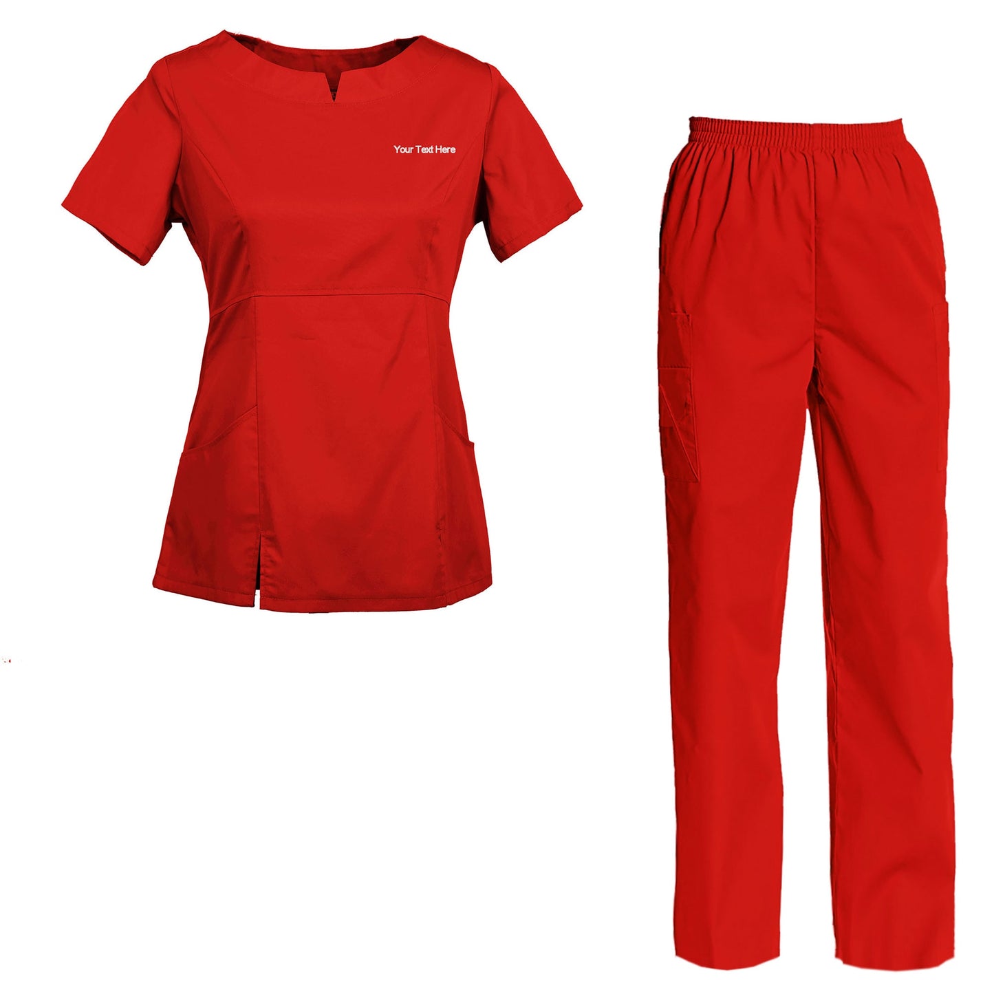 Women's Embroidered Scrub Set Nursing Uniform Set Top and Pants