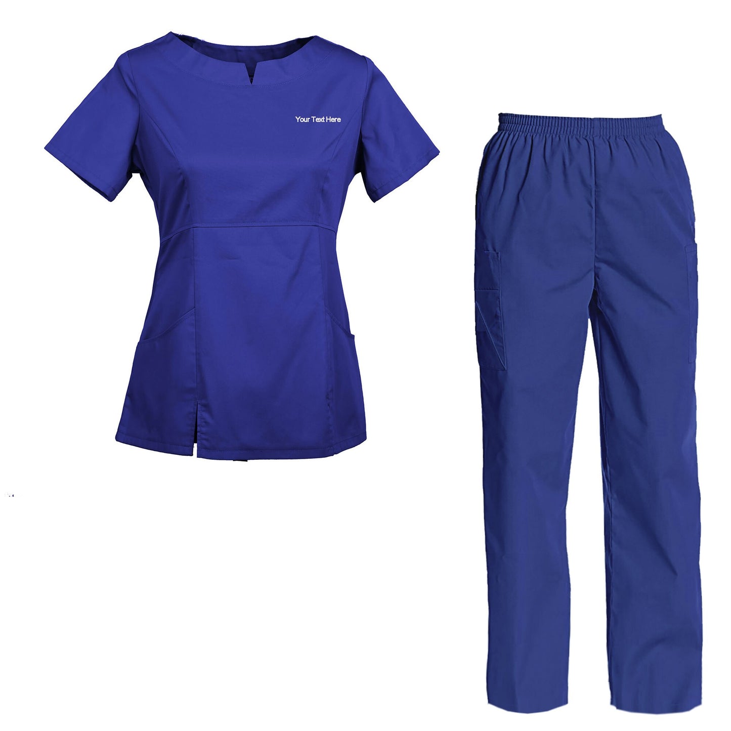 Women's Embroidered Scrub Set Nursing Uniform Set Top and Pants