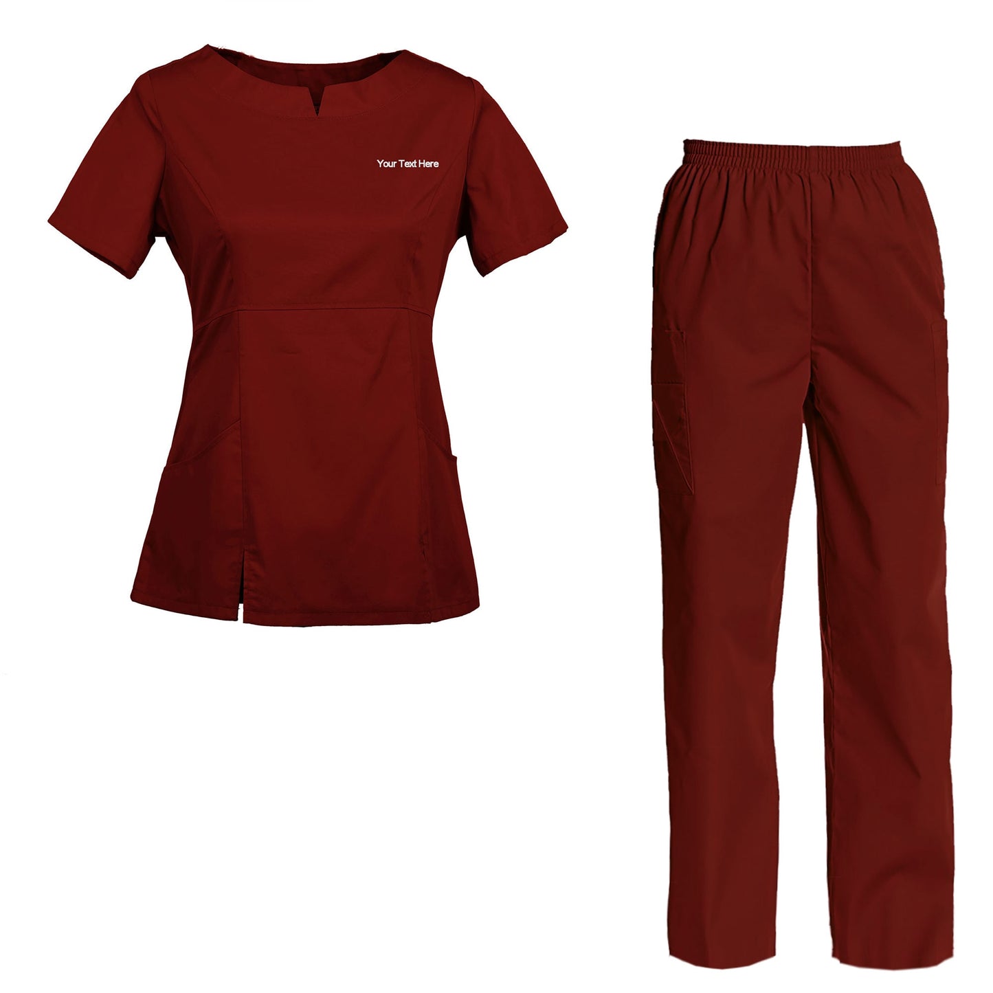 Women's Embroidered Scrub Set Nursing Uniform Set Top and Pants