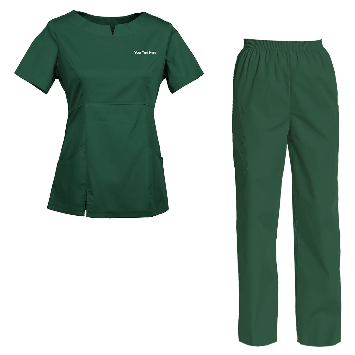 Women's Embroidered Scrub Set Nursing Uniform Set Top and Pants