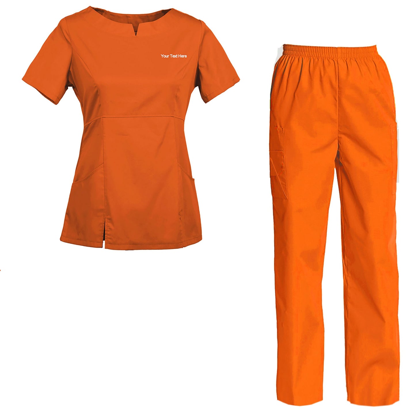 Women's Embroidered Scrub Set Nursing Uniform Set Top and Pants