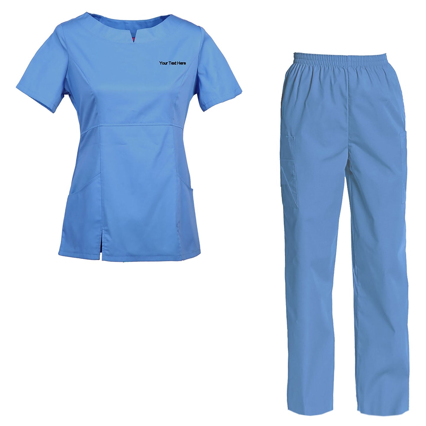 Women's Embroidered Scrub Set Nursing Uniform Set Top and Pants