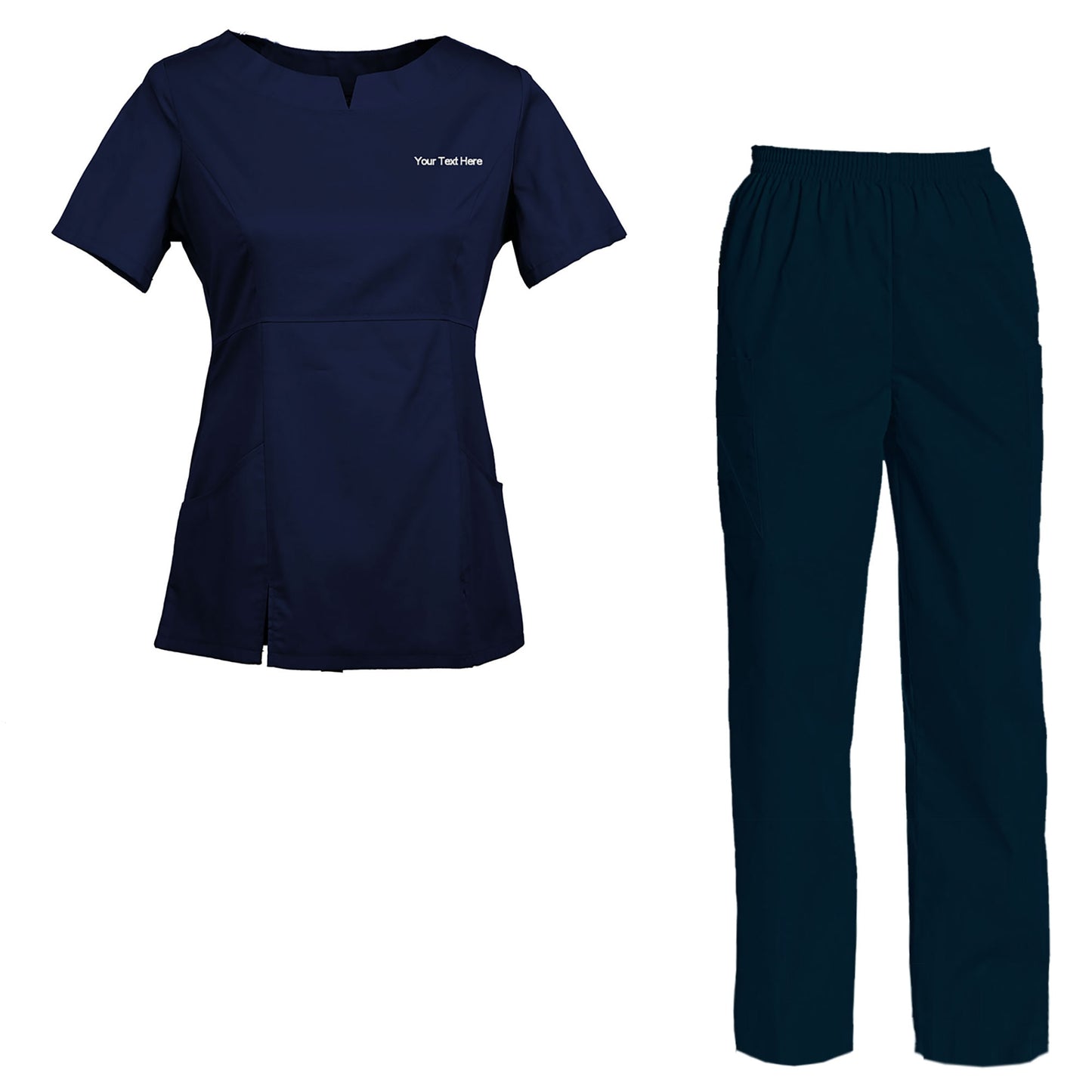 Women's Embroidered Scrub Set Nursing Uniform Set Top and Pants