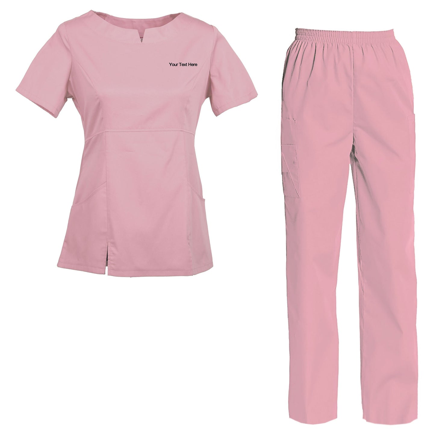 Women's Embroidered Scrub Set Nursing Uniform Set Top and Pants