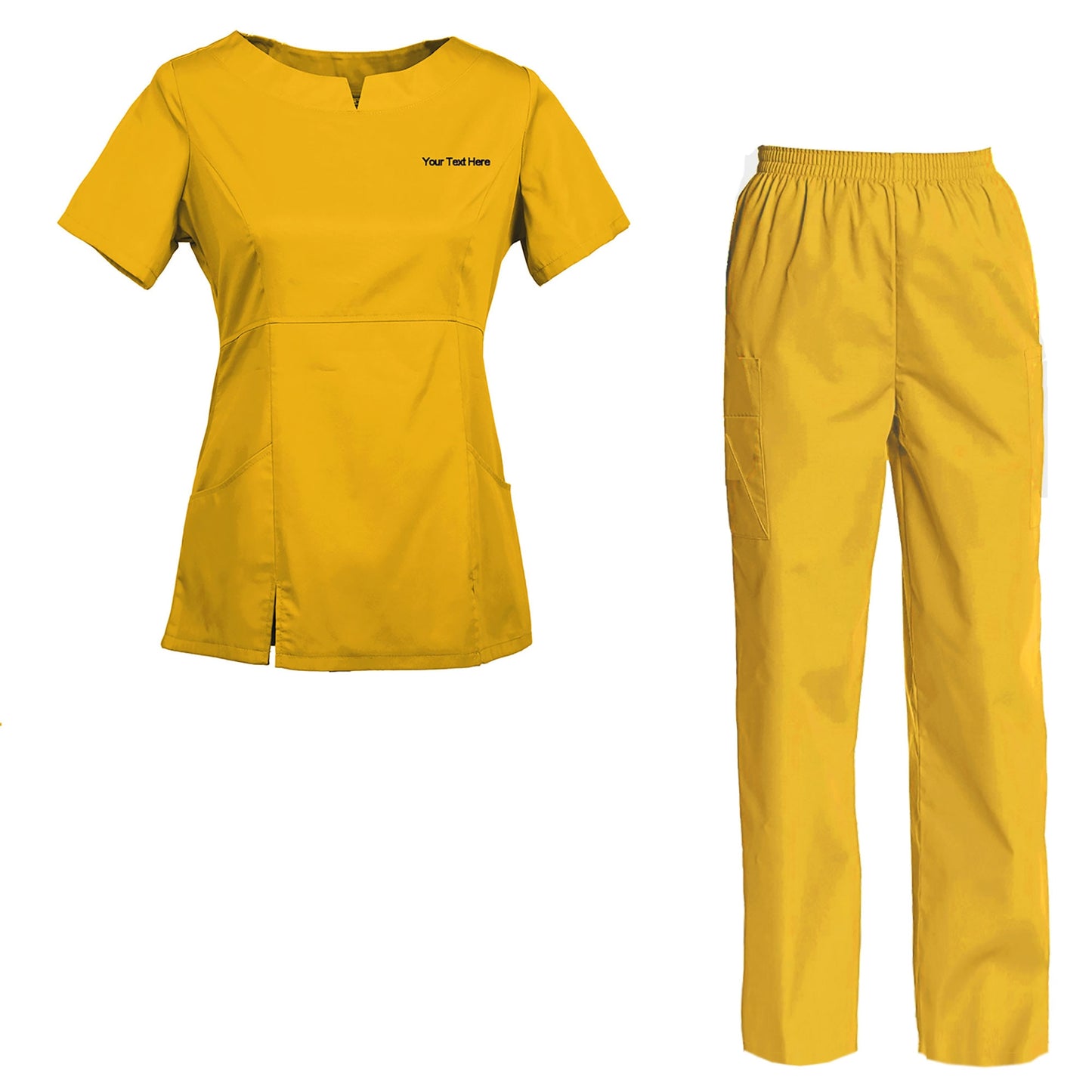 Women's Embroidered Scrub Set Nursing Uniform Set Top and Pants